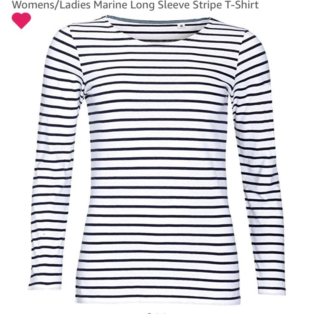 Navy and white striped long sleeve T-shirt